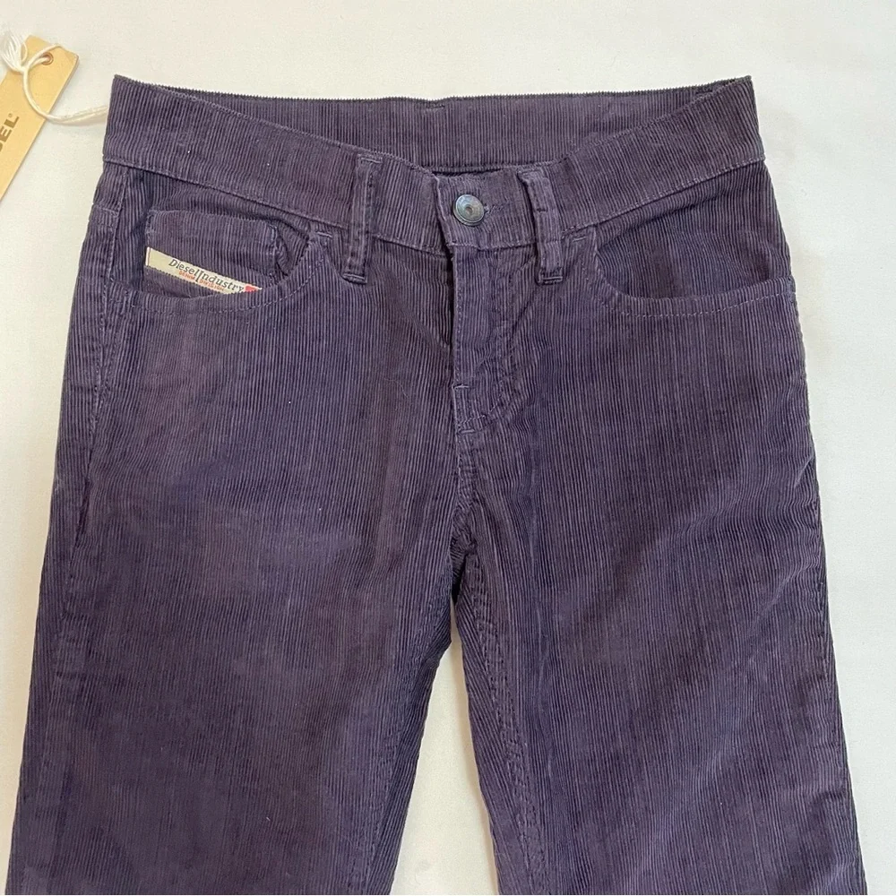 NWT New Diesel Straight Leg Corduroy Purple Pants Size 24